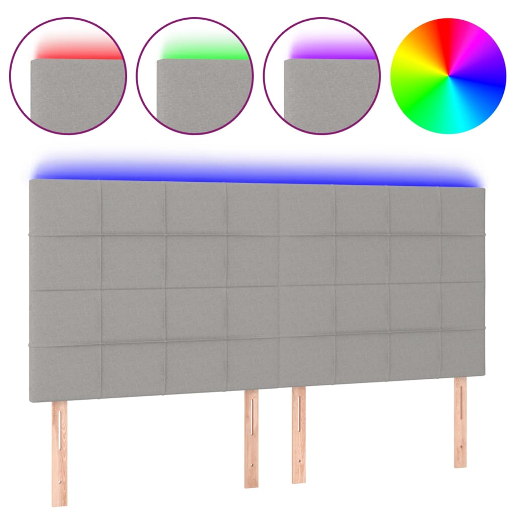 vidaXL Čelo postele s LED světle šedé 160x5x118/128 cm textil