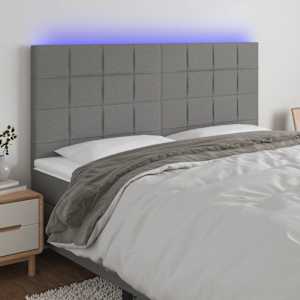 Čelo postele s LED tmavě šedé 160x5x118/128 cm textil - obrázek 1