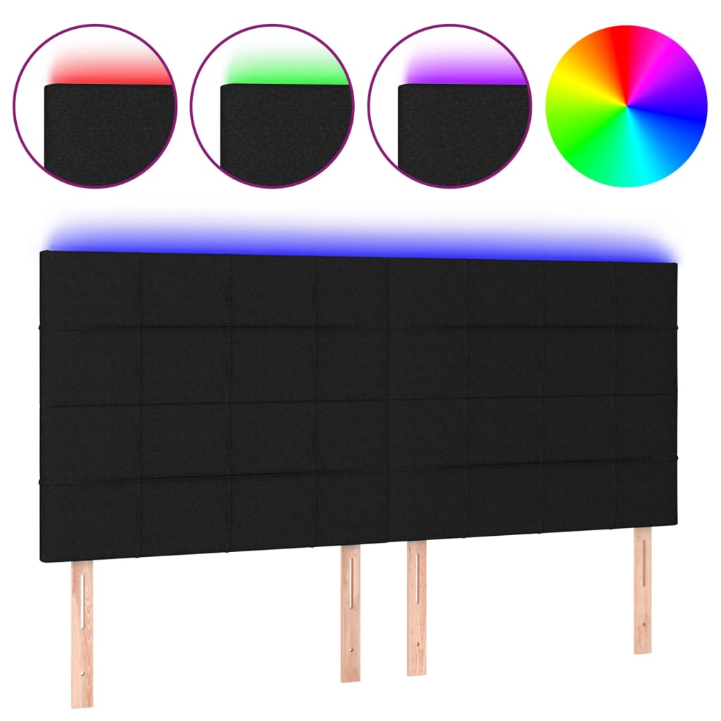 vidaXL Čelo postele s LED černé 160x5x118/128 cm textil