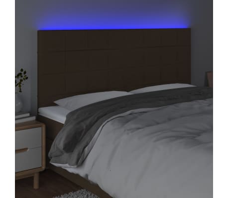 vidaXL LED Kopfteil Dunkelbraun 160x5x118/128 cm Stoff