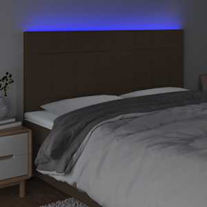 Čelo postele s LED tmavě hnědé 160x5x118/128 cm textil - obrázek 3