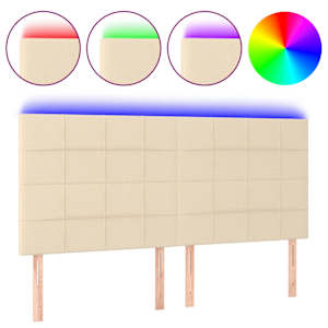 Čelo postele s LED krémové 160x5x118/128 cm textil - obrázek 2