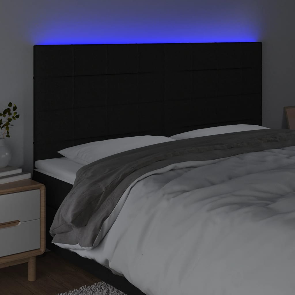 Thumbnail - vidaXL LED Kopfteil Schwarz 180x5x118/128 cm Stoff