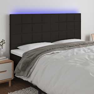 Čelo postele s LED černé 180x5x118/128 cm textil - obrázek 1