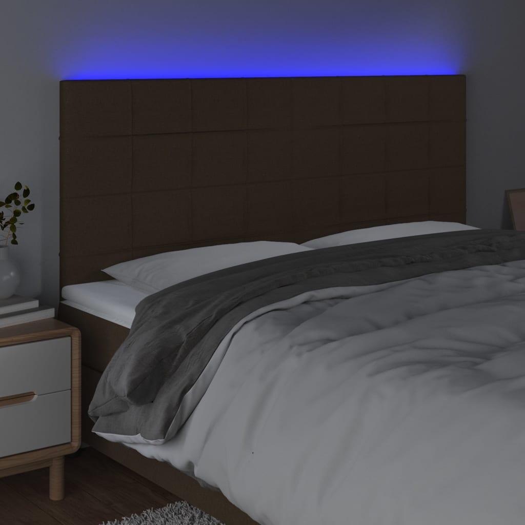 Thumbnail - vidaXL LED Kopfteil Dunkelbraun 180x5x118/128 cm Stoff
