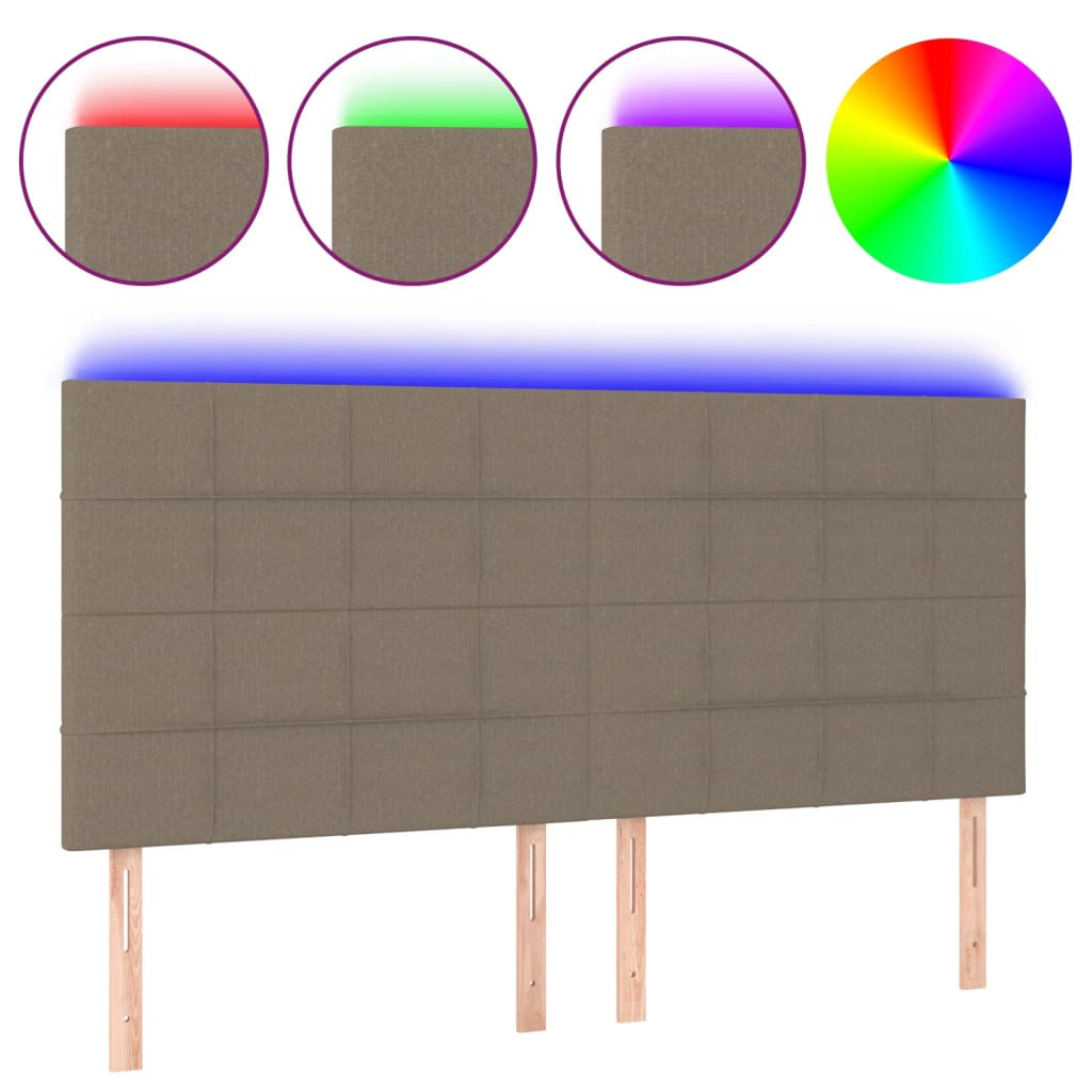 vidaXL Čelo postele s LED taupe 180x5x118/128 cm textil