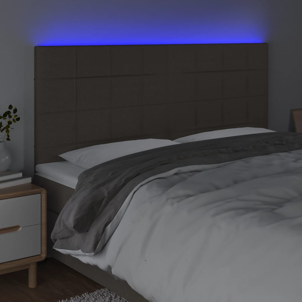vidaXL Hoofdbord LED 180x5x118/128 cm stof taupe afbeelding