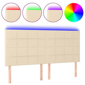 Čelo postele s LED krémové 180x5x118/128 cm textil - obrázek 2