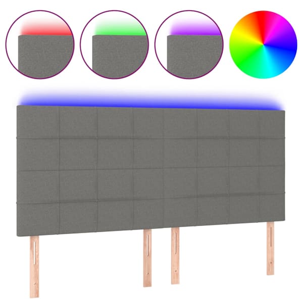 vidaXL LED-voodipeats, tumehall, 200x5x118/128 cm, kangas