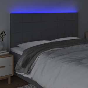 Čelo postele s LED tmavě šedé 200x5x118/128 cm textil - obrázek 3