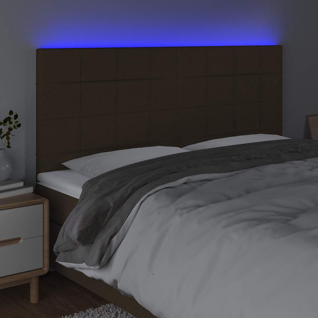 vidaXL Hoofdbord LED 200x5x118/128 cm stof donkerbruin bruin, foto 2