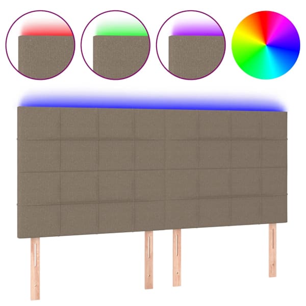 vidaXL LED-voodipeats, pruunikashall, 200x5x118/128 cm, kangas