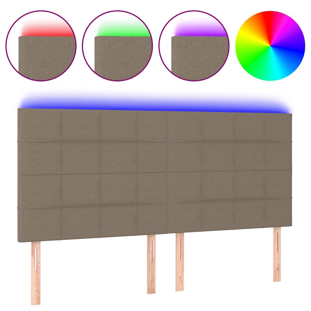 vidaXL Hoofdbord LED 200x5x118/128 cm stof taupe, foto 3