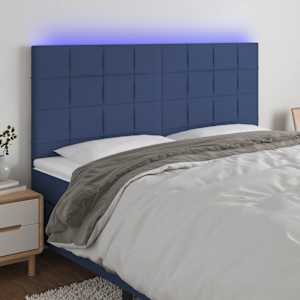 Čelo postele s LED modrá 200x5x118/128 cm textil - obrázek 1