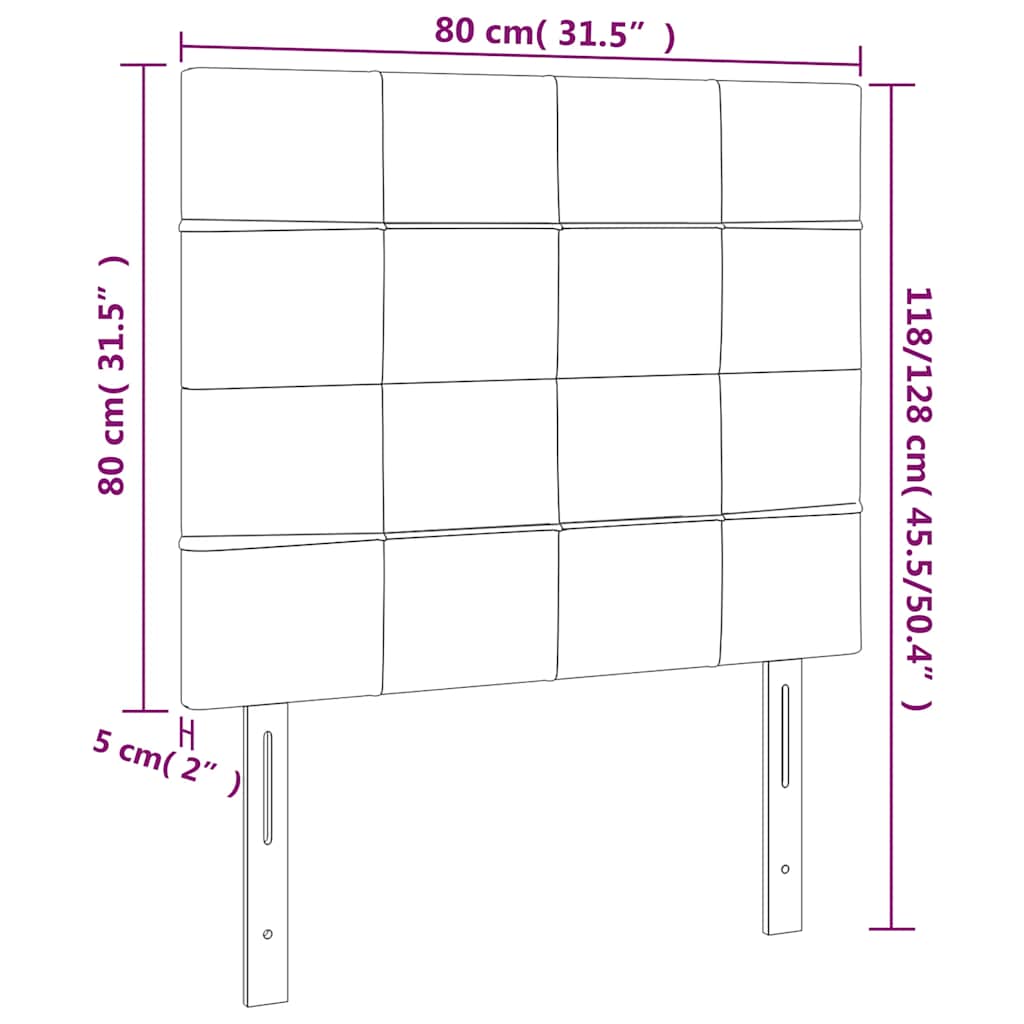 Čelo postele s LED tmavě modré 80x5x118/128 cm samet - obrázek 7