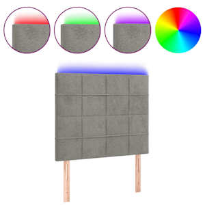vidaXL LED-voodipeats, helehall, 90x5x118/128 cm, samet
