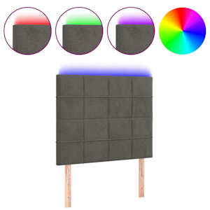 vidaXL LED-voodipeats, tumehall, 90x5x118/128 cm, samet
