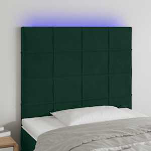 Čelo postele s LED tmavě zelená 90x5x118/128 cm samet - obrázek 1