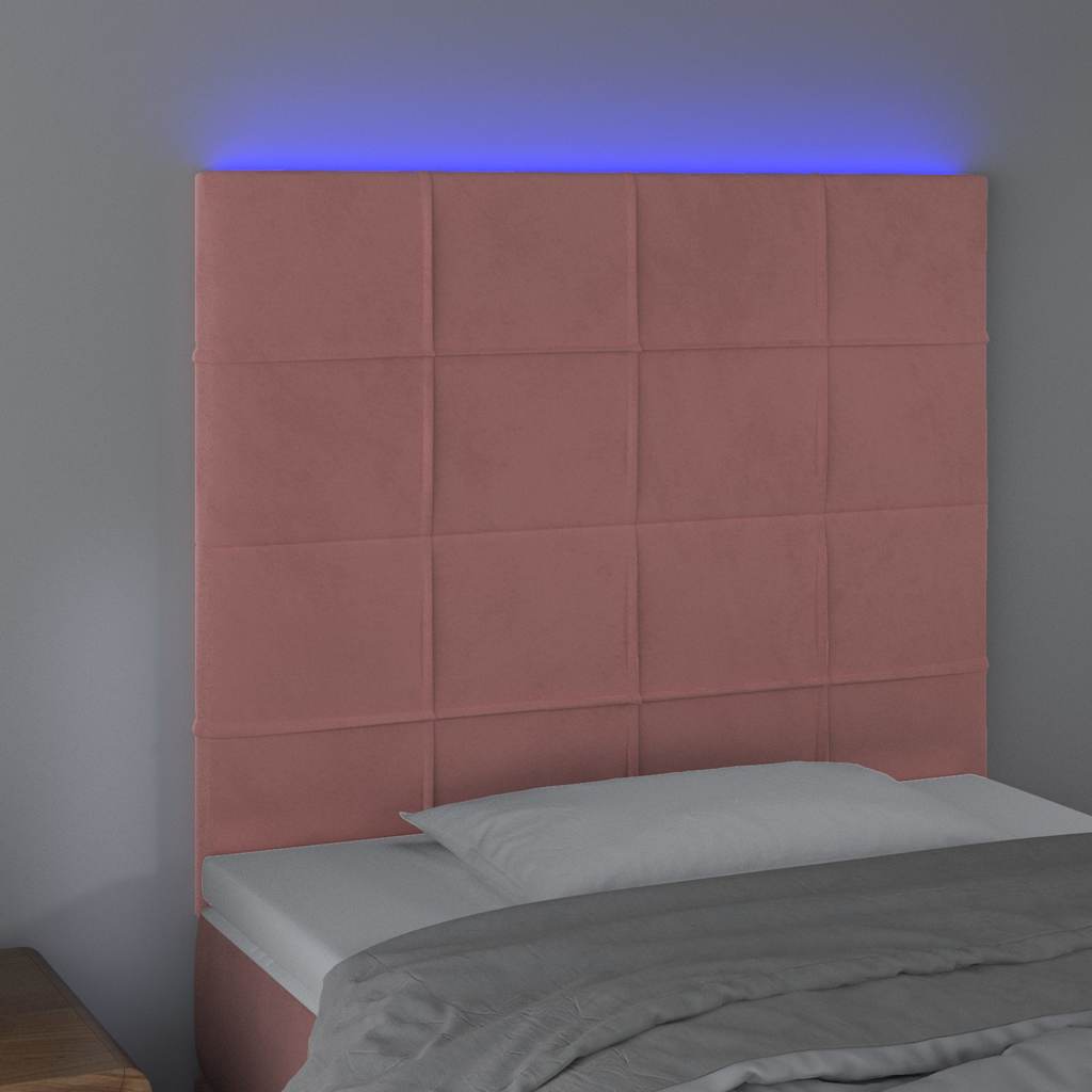 vidaXL Hoofdbord LED 90x5x118/128 cm fluweel roze, foto 2