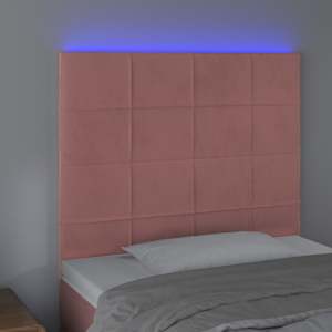 Čelo postele s LED růžové 90x5x118/128 cm samet - obrázek 3