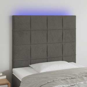 Čelo postele s LED tmavě šedé 100x5x118/128 cm samet - obrázek 1
