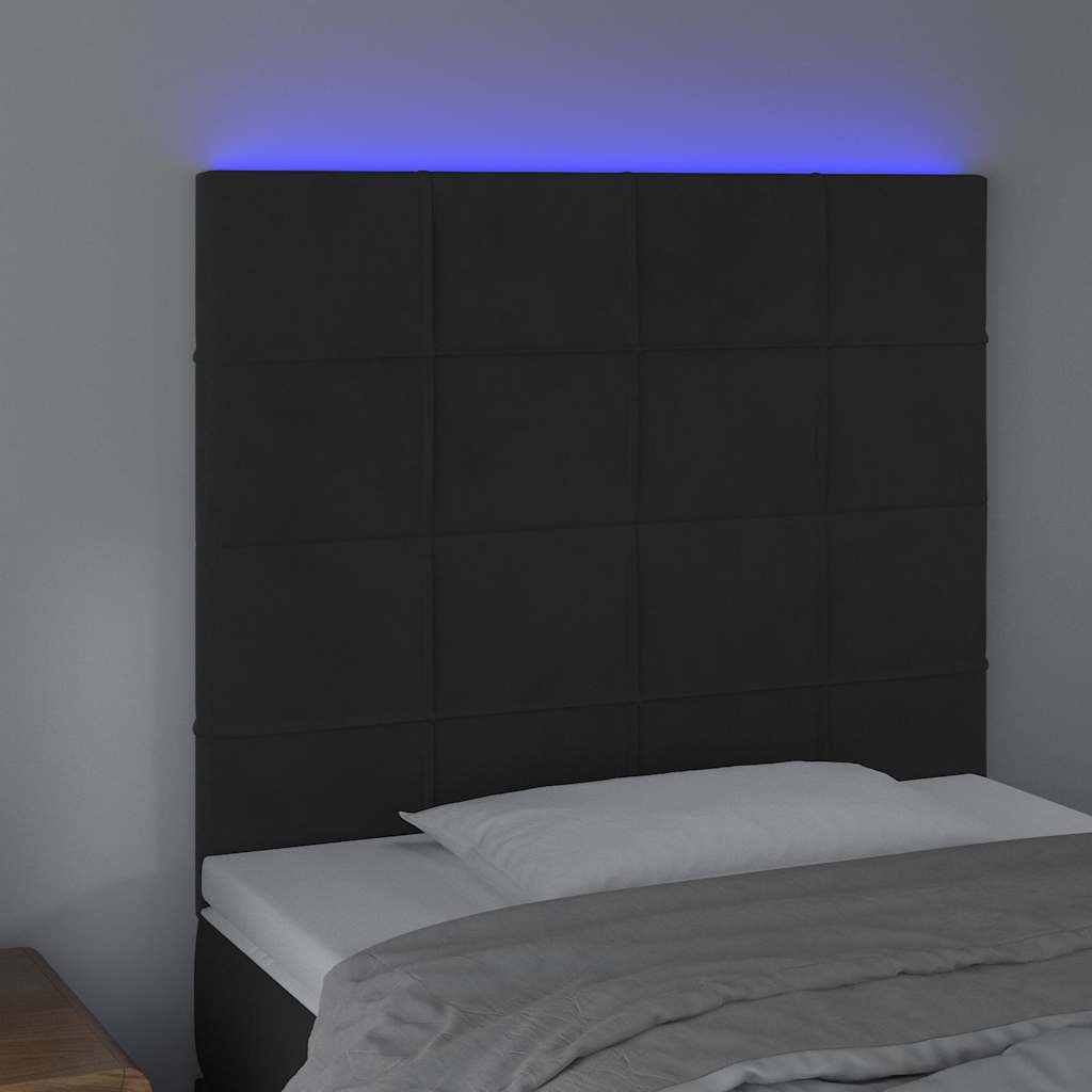 vidaXL Hoofdbord LED 100x5x118/128 cm fluweel zwart, foto 2