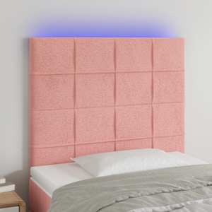Čelo postele s LED růžové 100x5x118/128 cm samet - obrázek 1
