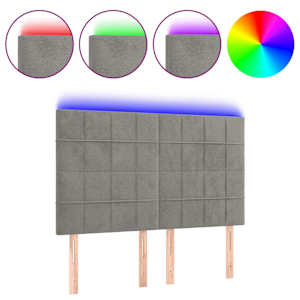 vidaXL LED-voodipeats, helehall, 144x5x118/128 cm, samet