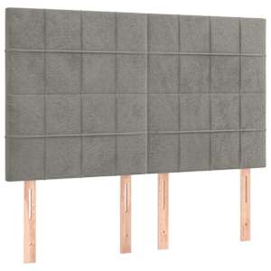 Čelo postele s LED světle šedé 144x5x118/128 cm samet - obrázek 4
