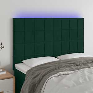 LED posteljno vzglavje temno zeleno 144x5x118/128 cm žamet