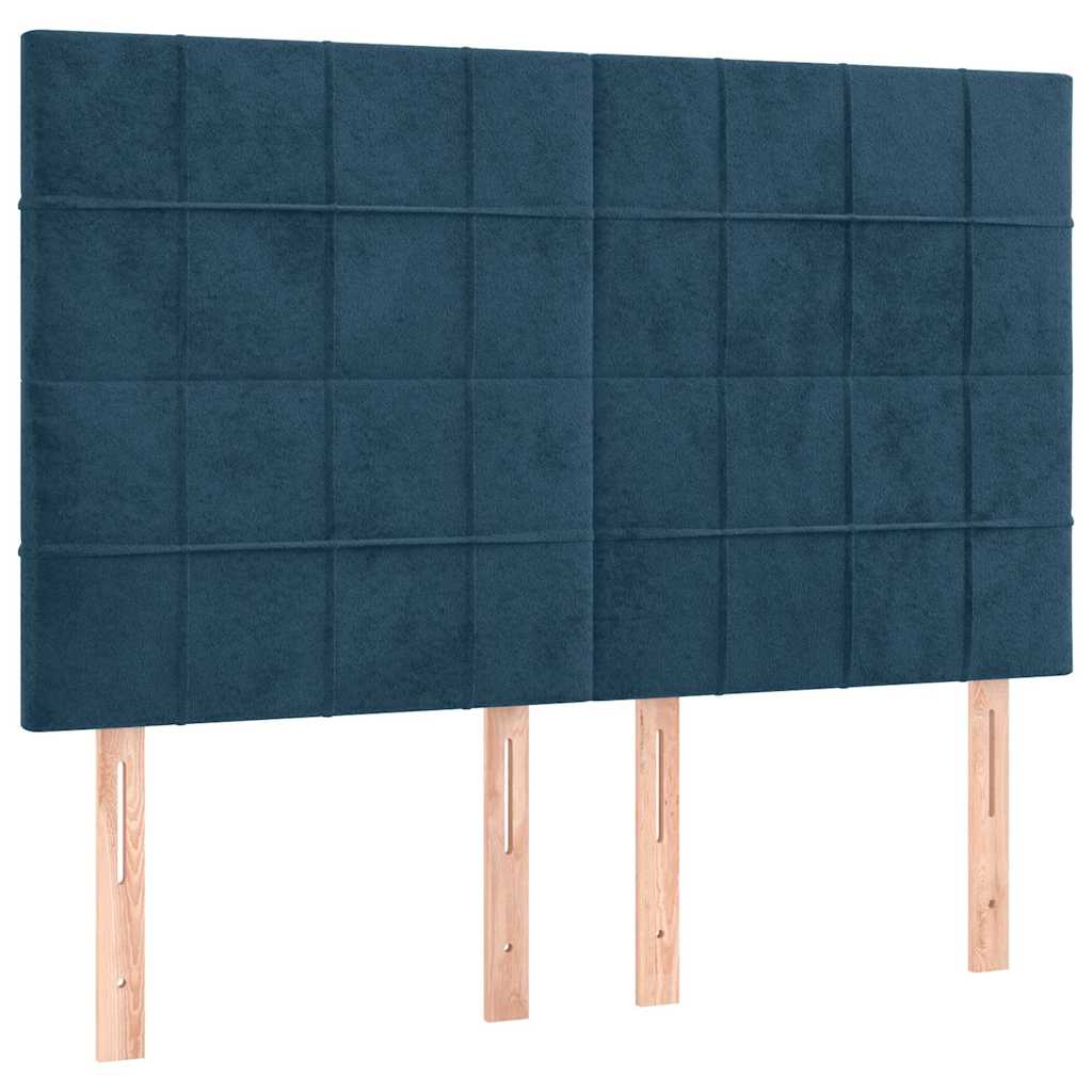vidaXL Hoofdbord LED 144x5x118/128 cm fluweel donkerblauw blauw, foto 4