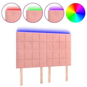 Čelo postele s LED růžové 144x5x118/128 cm samet - obrázek 2