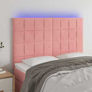 LED posteljno vzglavje roza 144x5x118/128 cm žamet