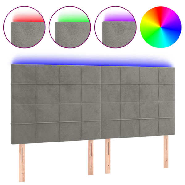 vidaXL LED-voodipeats, helehall, 160x5x118/128 cm, samet