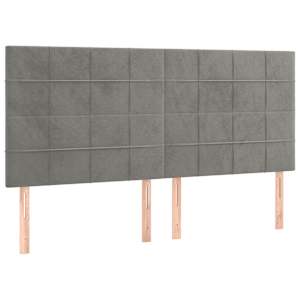 Čelo postele s LED světle šedé 160x5x118/128 cm samet - obrázek 4