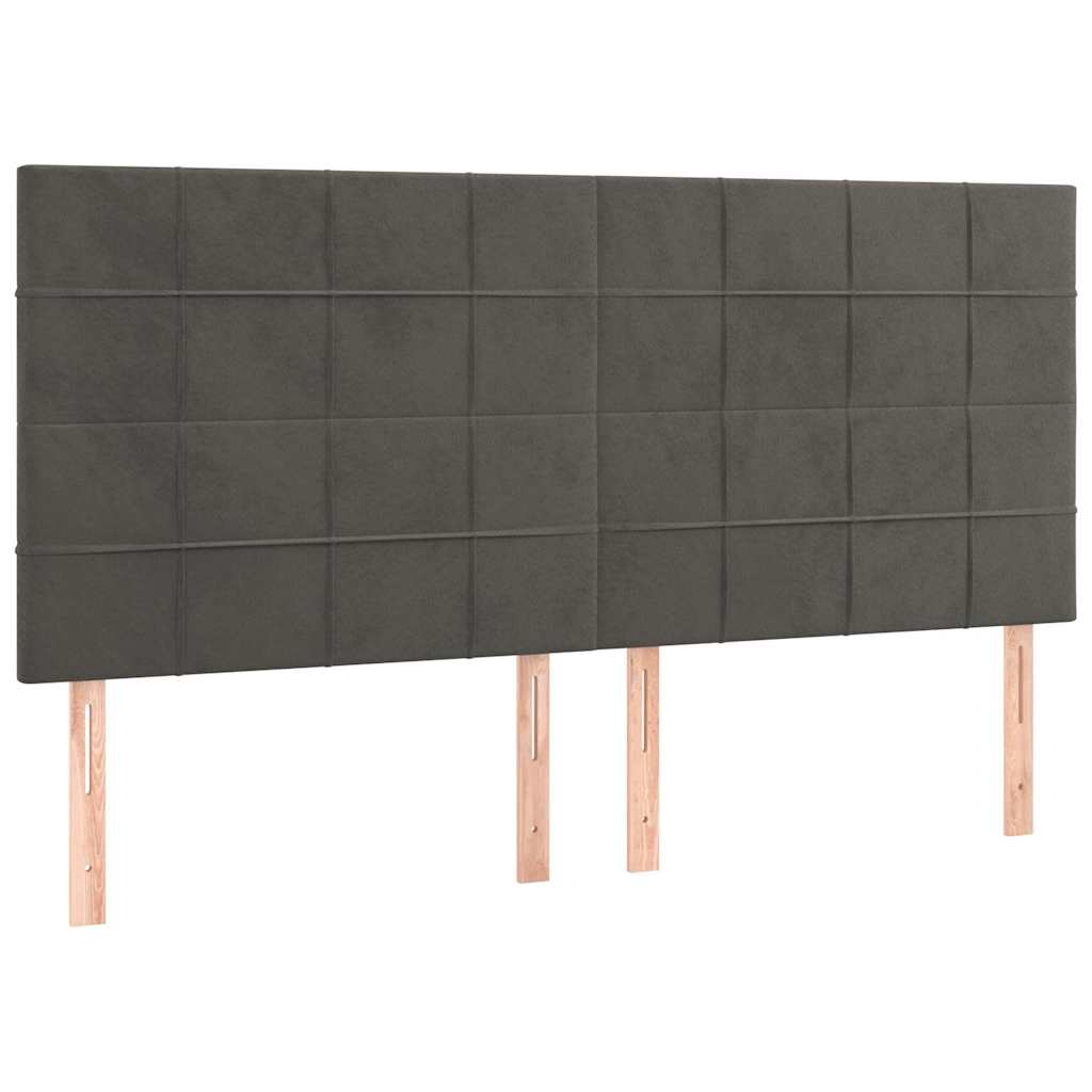 vidaXL Hoofdbord LED 160x5x118/128 cm fluweel donkergrijs grijs, foto 4