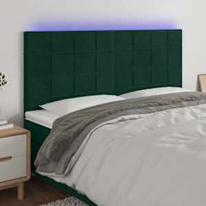 LED posteljno vzglavje temno zeleno 160x5x118/128 cm žamet