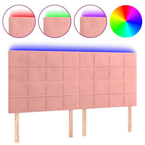 Čelo postele s LED růžové 160x5x118/128 cm samet - obrázek 2