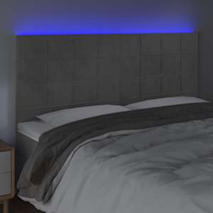 Čelo postele s LED světle šedé 180x5x118/128 cm samet - obrázek 3