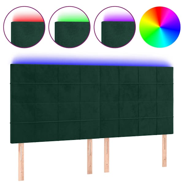 vidaXL LED-voodipeats, tumeroheline, 180x5x118/128 cm, samet