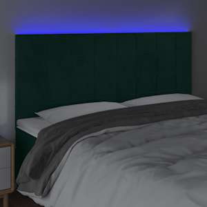 Čelo postele s LED tmavě zelená 180x5x118/128 cm samet - obrázek 3
