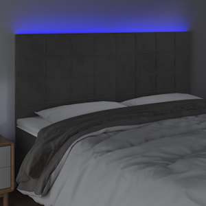 Čelo postele s LED tmavě šedé 200x5x118/128 cm samet - obrázek 3