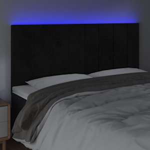 Čelo postele s LED černé 200x5x118/128 cm samet - obrázek 3