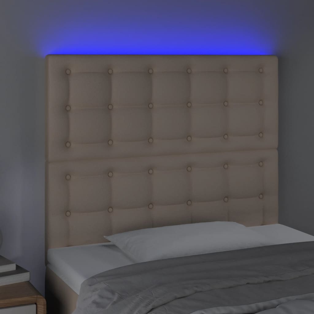 Thumbnail - vidaXL LED Kopfteil Cappuccino-Braun 80x5x118/128 cm Kunstleder