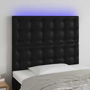 Čelo postele s LED černé 90x5x118/128 cm umělá kůže - obrázek 1