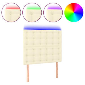 vidaXL LED-voodipeats, kreemjas, 90x5x118/128 cm, kunstnahk