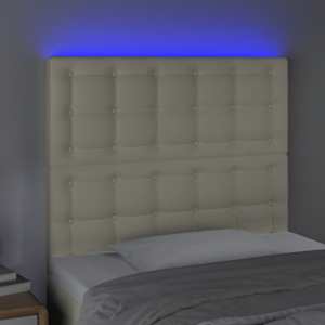 Čelo postele s LED krémové 90x5x118/128 cm umělá kůže - obrázek 3
