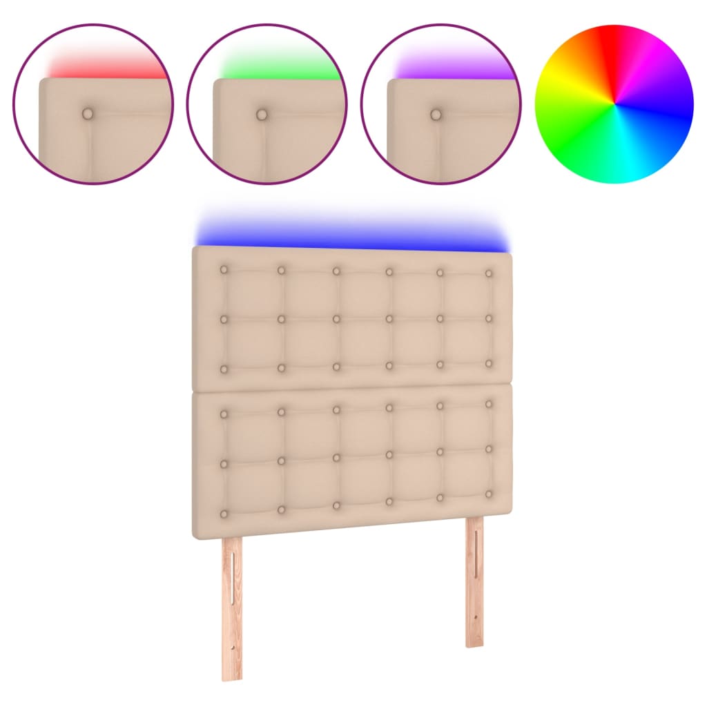 vidaXL Čelo postele s LED cappuccino 90x5x118/128 cm umělá kůže