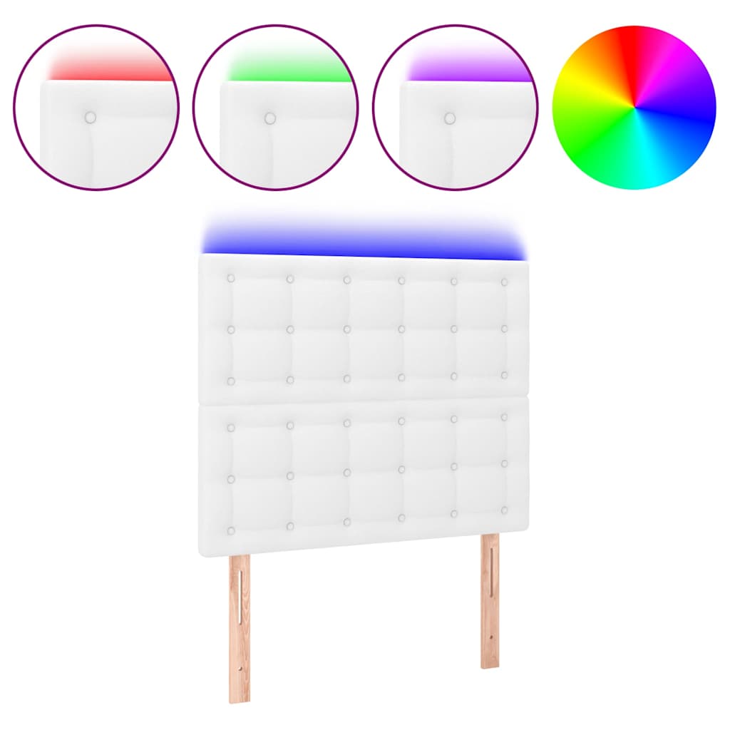 vidaXL Hoofdbord LED 100x5x118/128 cm kunstleer wit, foto 3