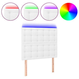 Čelo postele s LED bílé 100x5x118/128 cm umělá kůže - obrázek 2